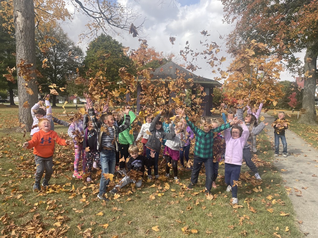 students with leaves